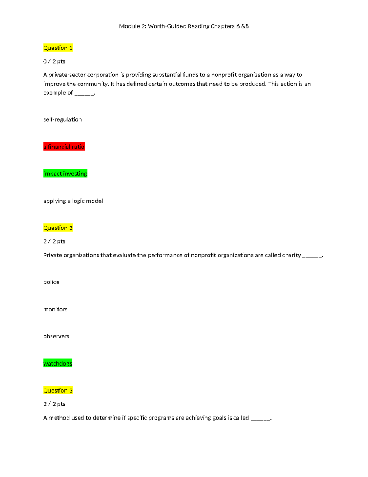 Nonprofit Collaboration and Impact Assessment Quiz (Course Code: NPO ...