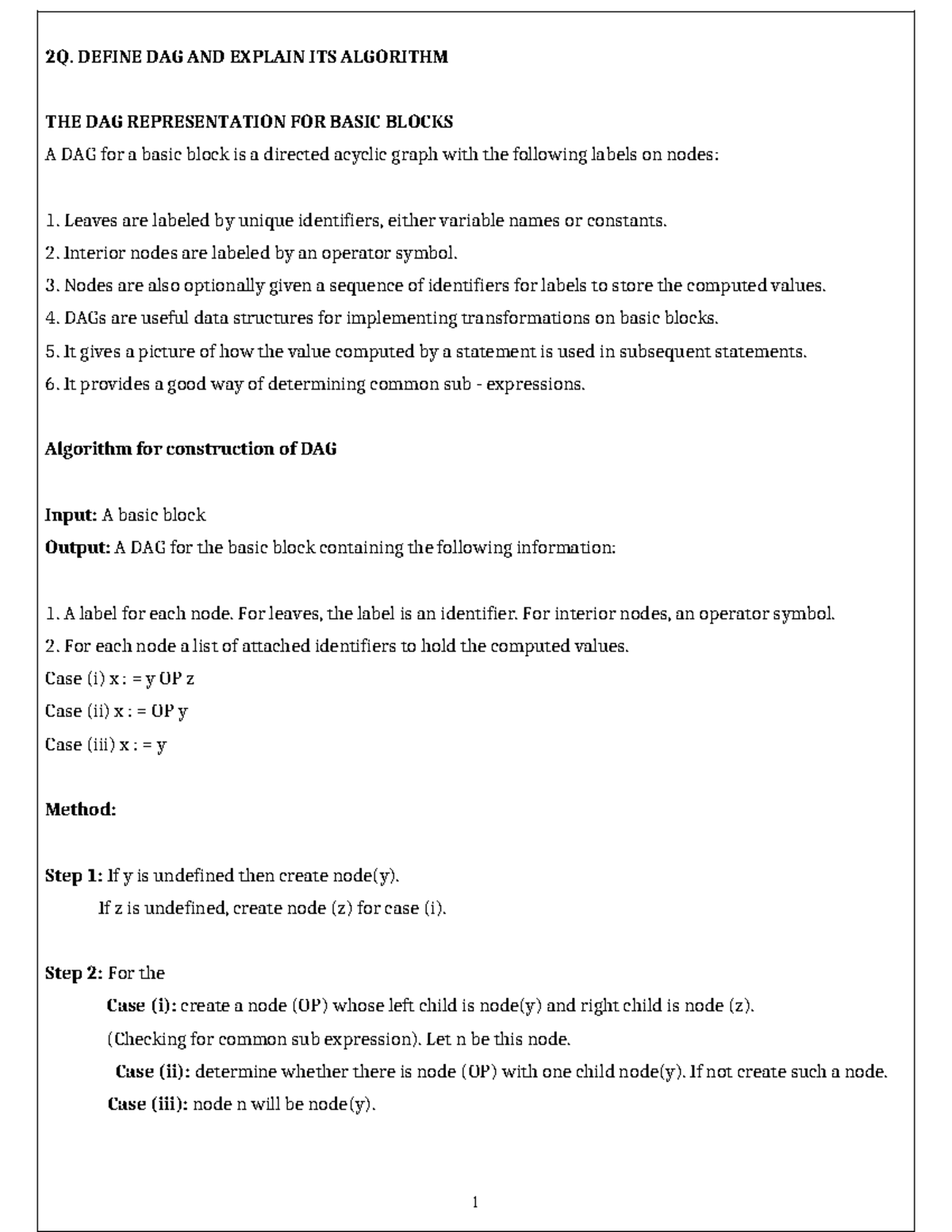 DAG Representation and Algorithm for Basic Blocks in Data Flow Analysis ...