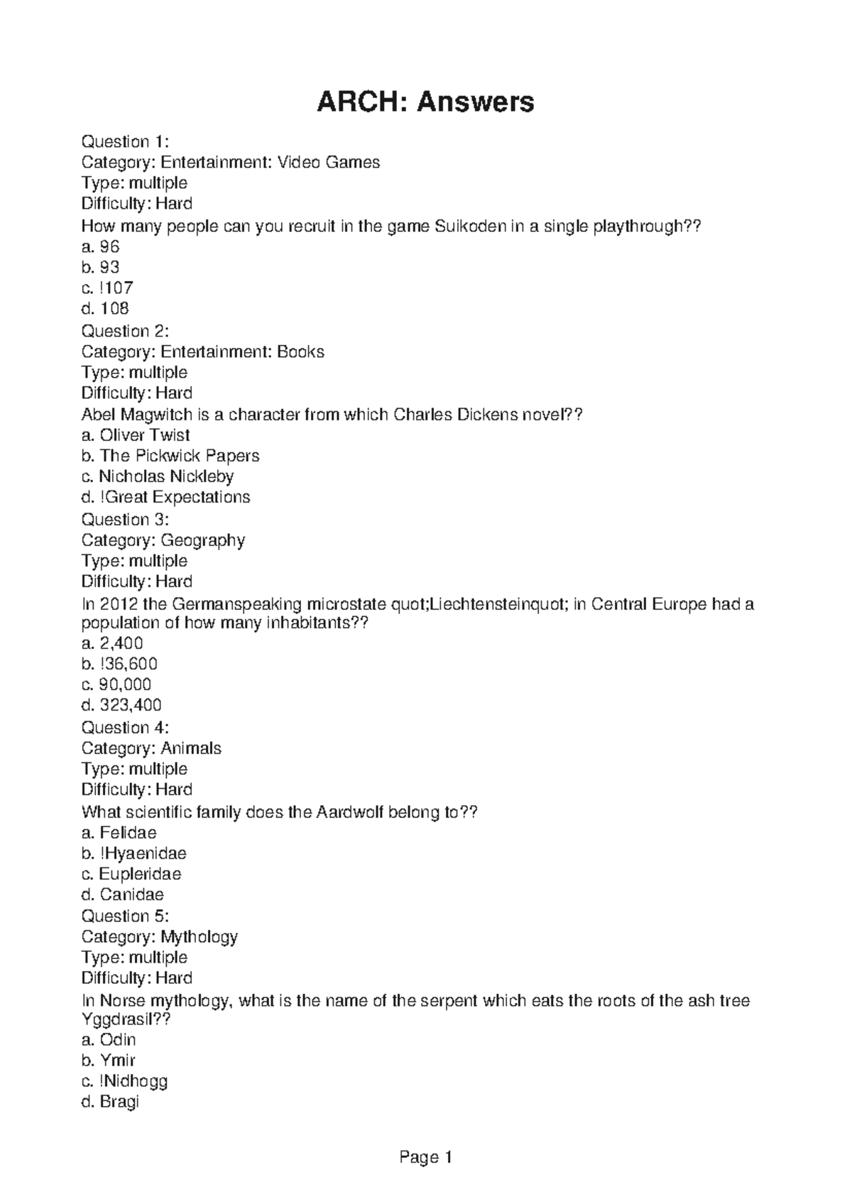ARCH223 Handout 5 - ARCH: Answers Question 1: Category: Entertainment ...