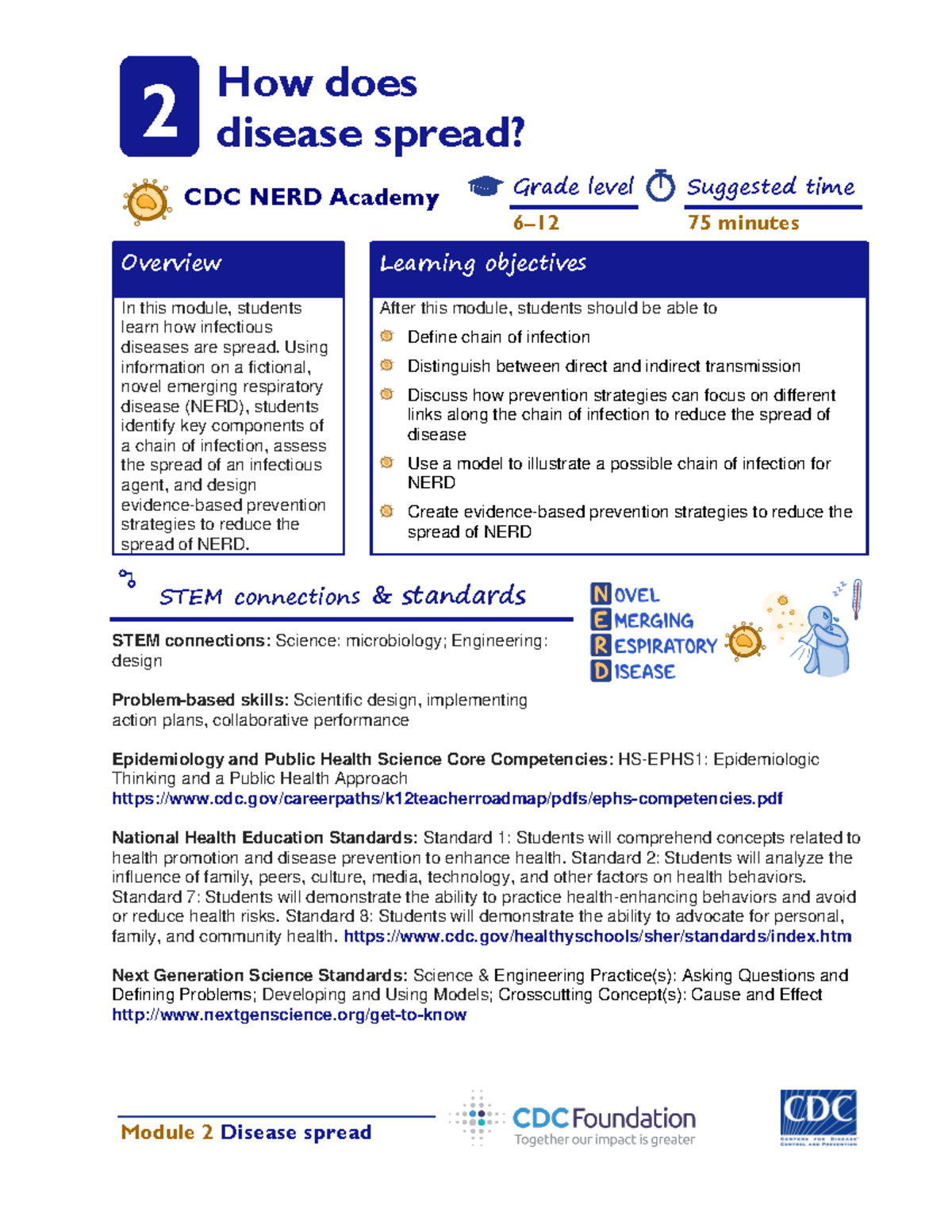 CDC NERD Academy - Infectious Disease Spread Lesson Plan - Studocu
