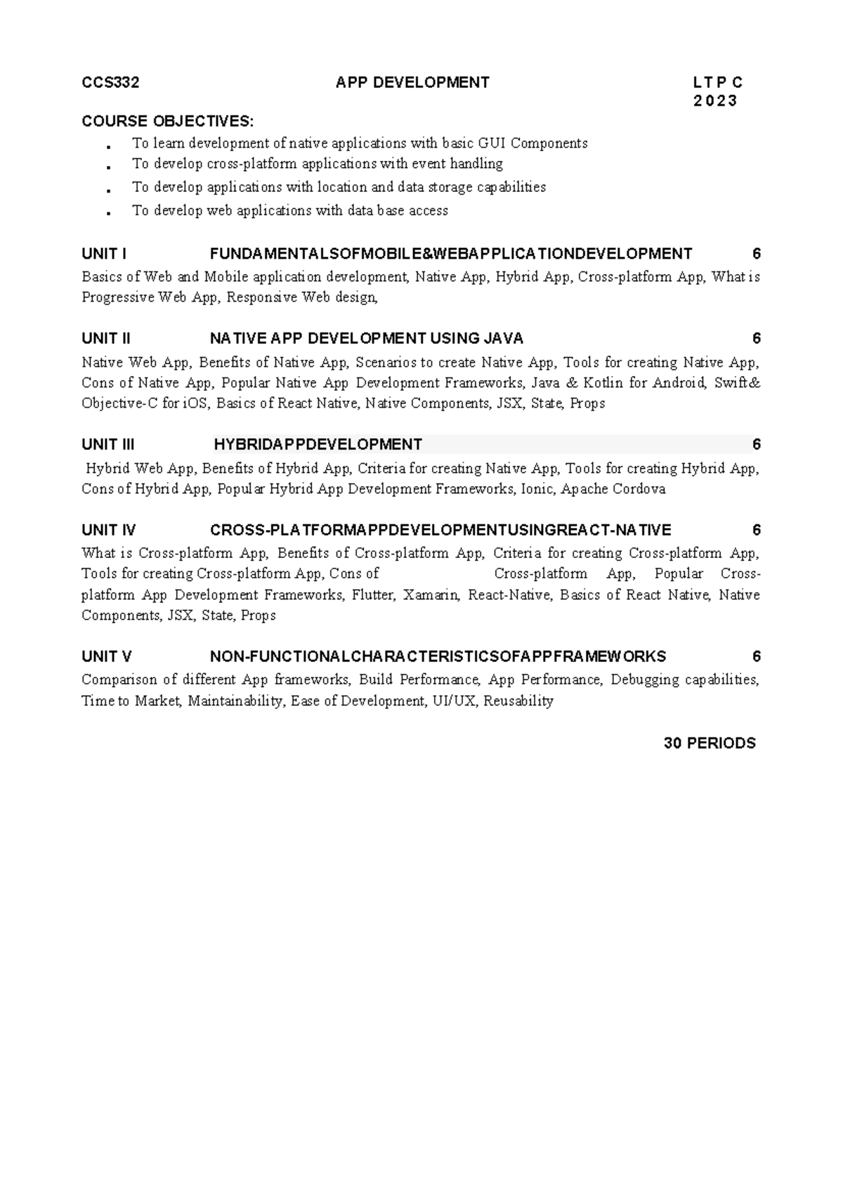 707001970 Ccs332app Developmentlt p c - CCS332 APP DEVELOPMENT LT P C 2 ...