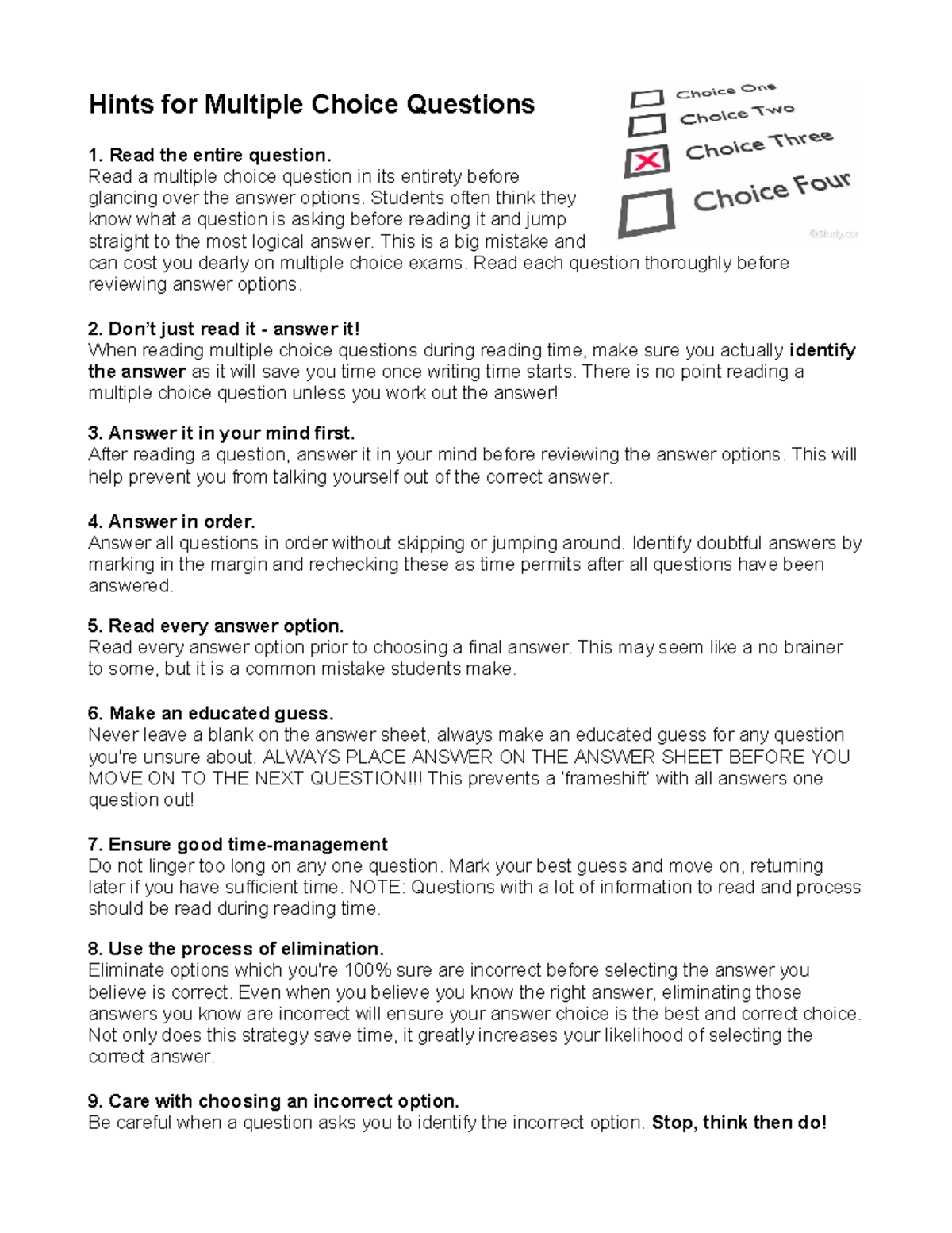 Hints for MC Qns19 - notes - Hints for Multiple Choice Questions 1 ...