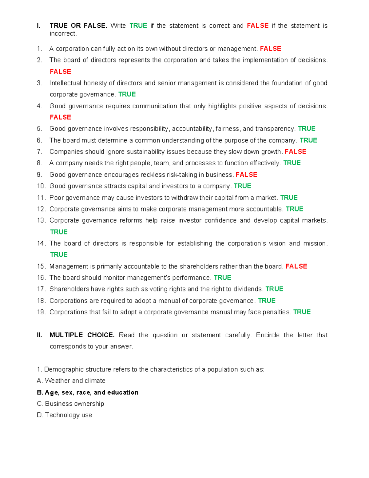 GGSR Final Exam Review: True/False & Multiple Choice Questions - Studocu