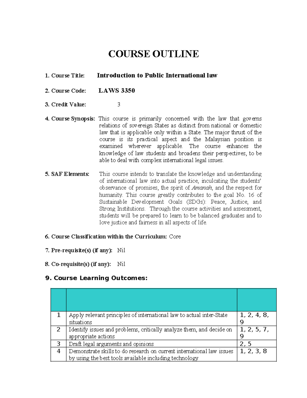LAWS 3350, Sem 1 (2024-2025) Outline for International Law Course - Studocu