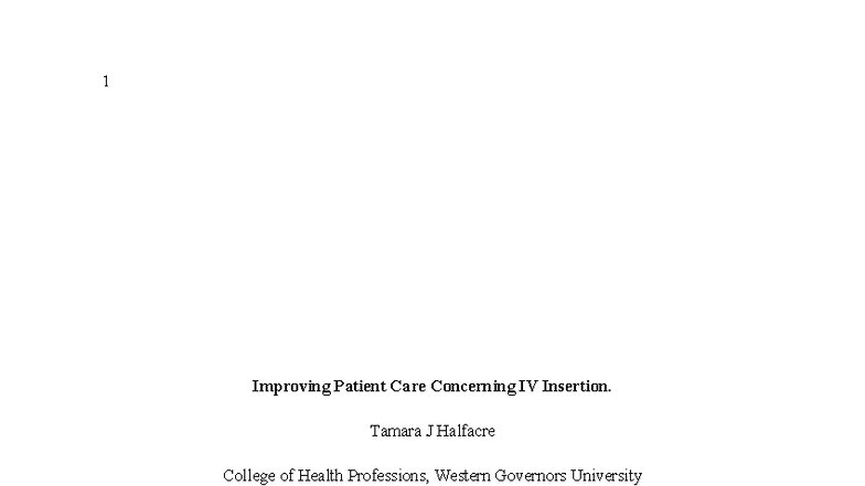 D219: Research Paper on Improving IV Insertion Practices in Nursing ...