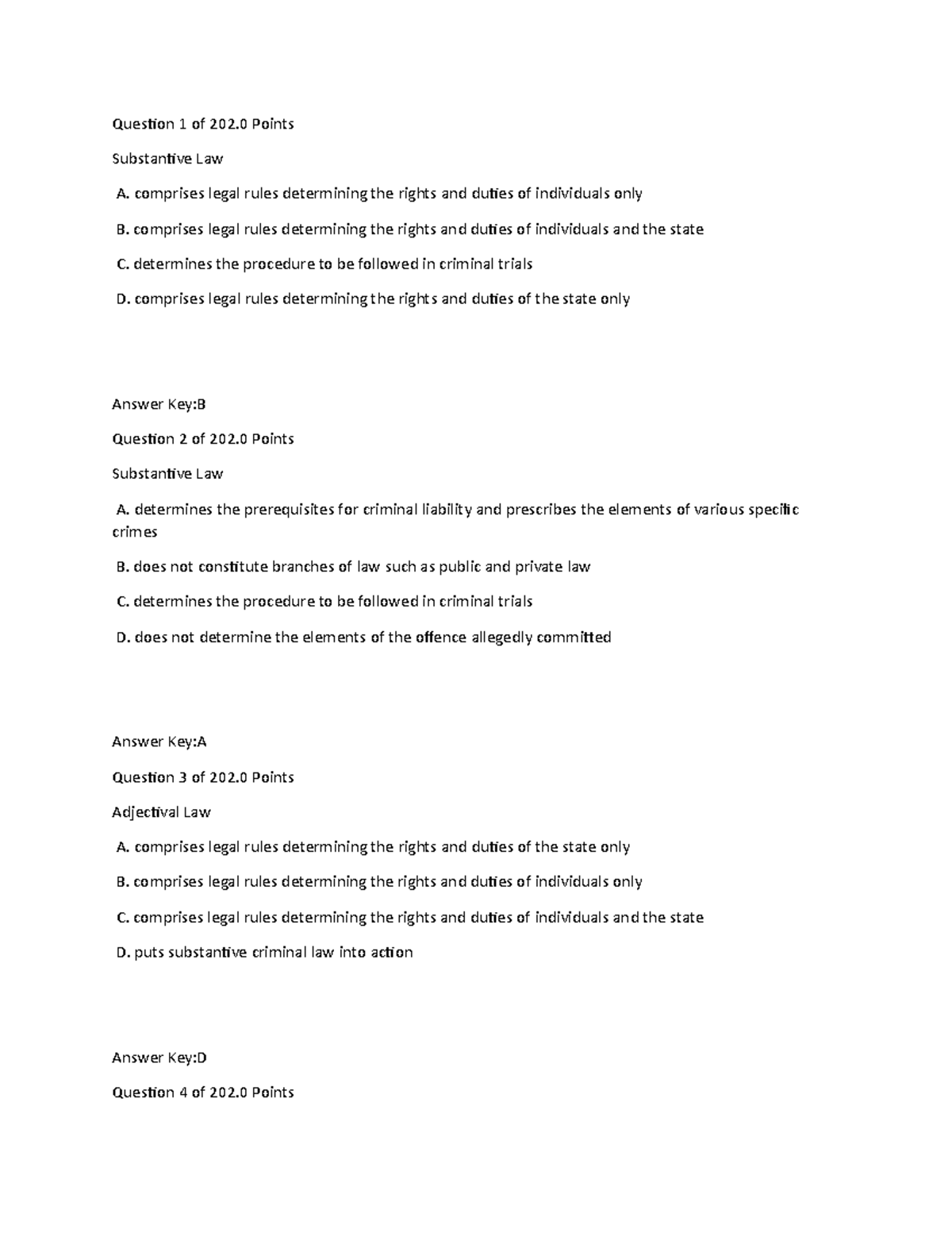 Substantive Law Quiz - Question Set 1 (LLB) - Studocu
