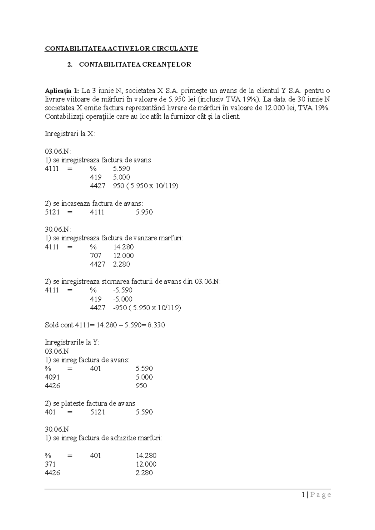 Exerciții de contabilitate financiară pentru aplicarea principiilor contabile - Document Preview