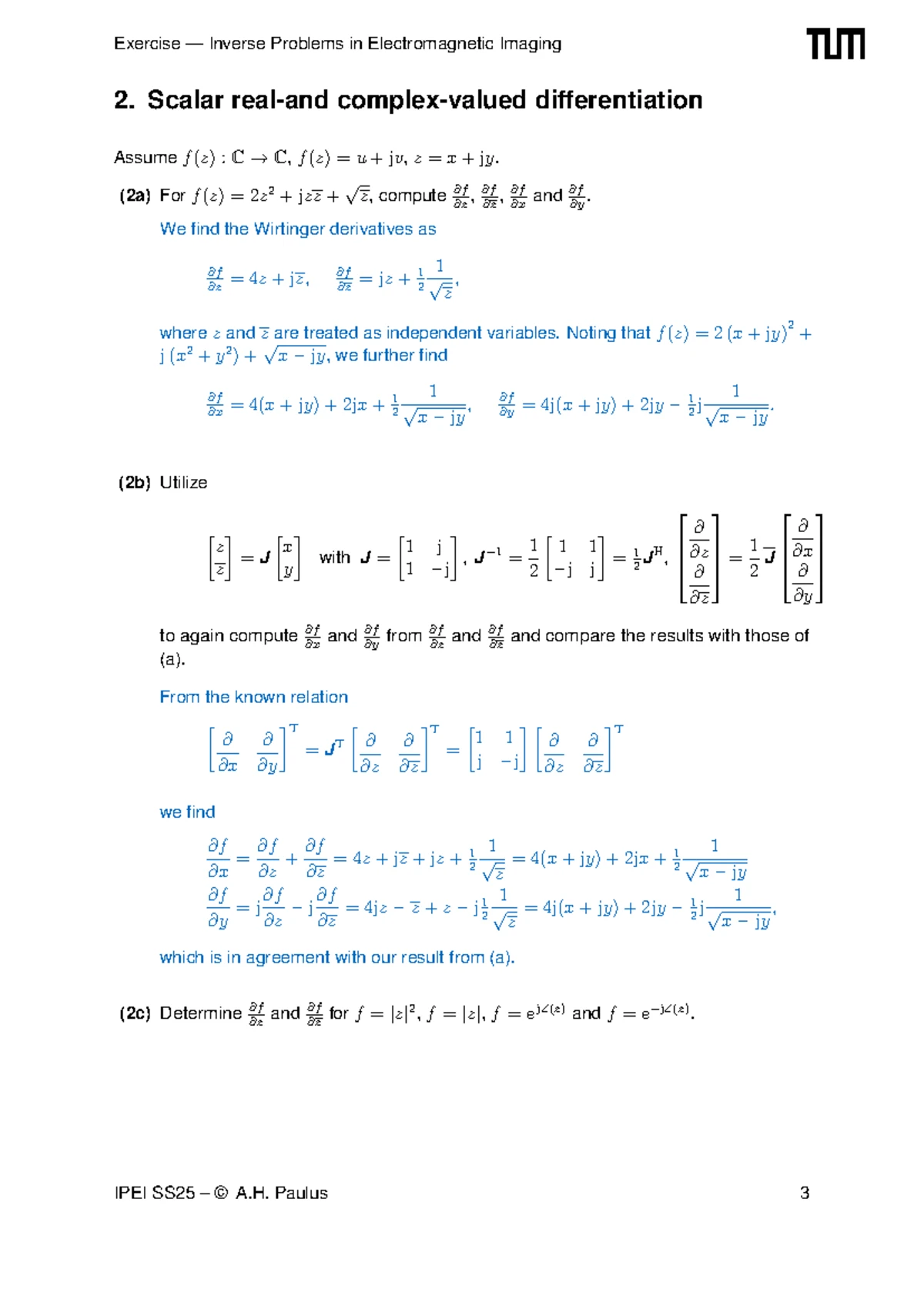 Exercise Inverse Problems in Electromagnetic Imaging: IPEI P1 Solution ...