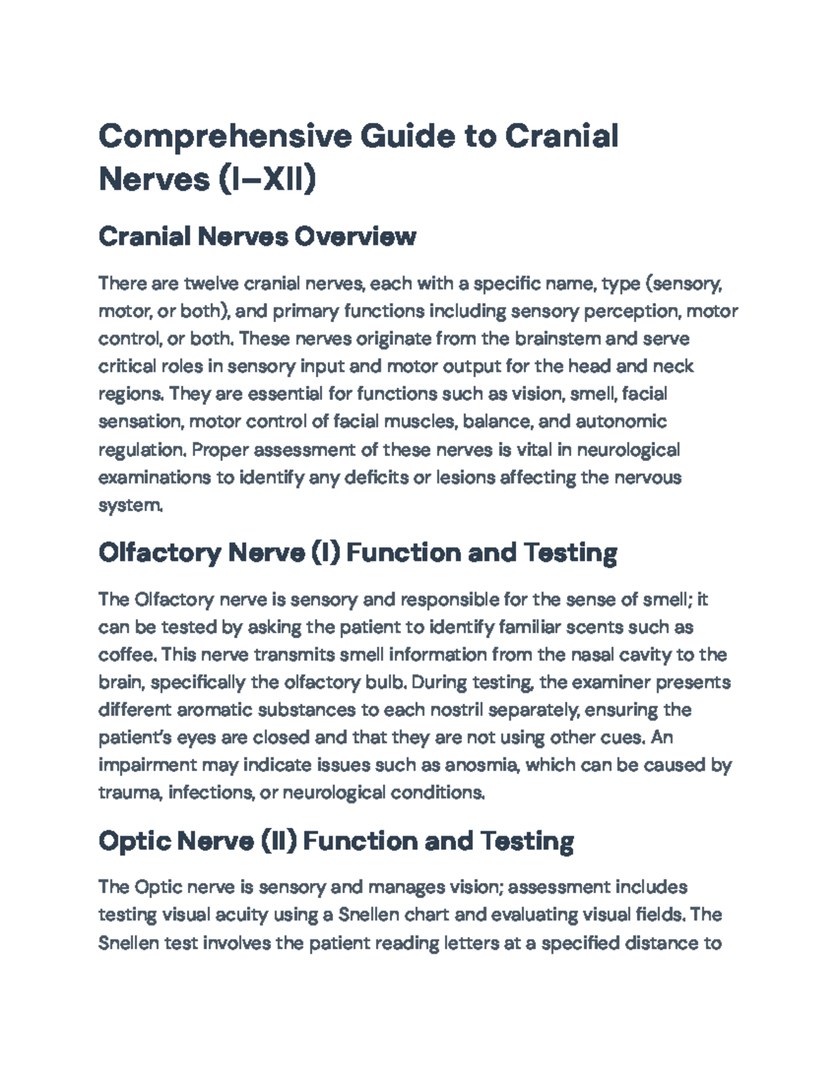 Comprehensive Overview of Cranial Nerves (I–XII): Functions & Testing ...