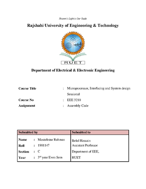 1604017 - Microprocessor Assignment - Studocu