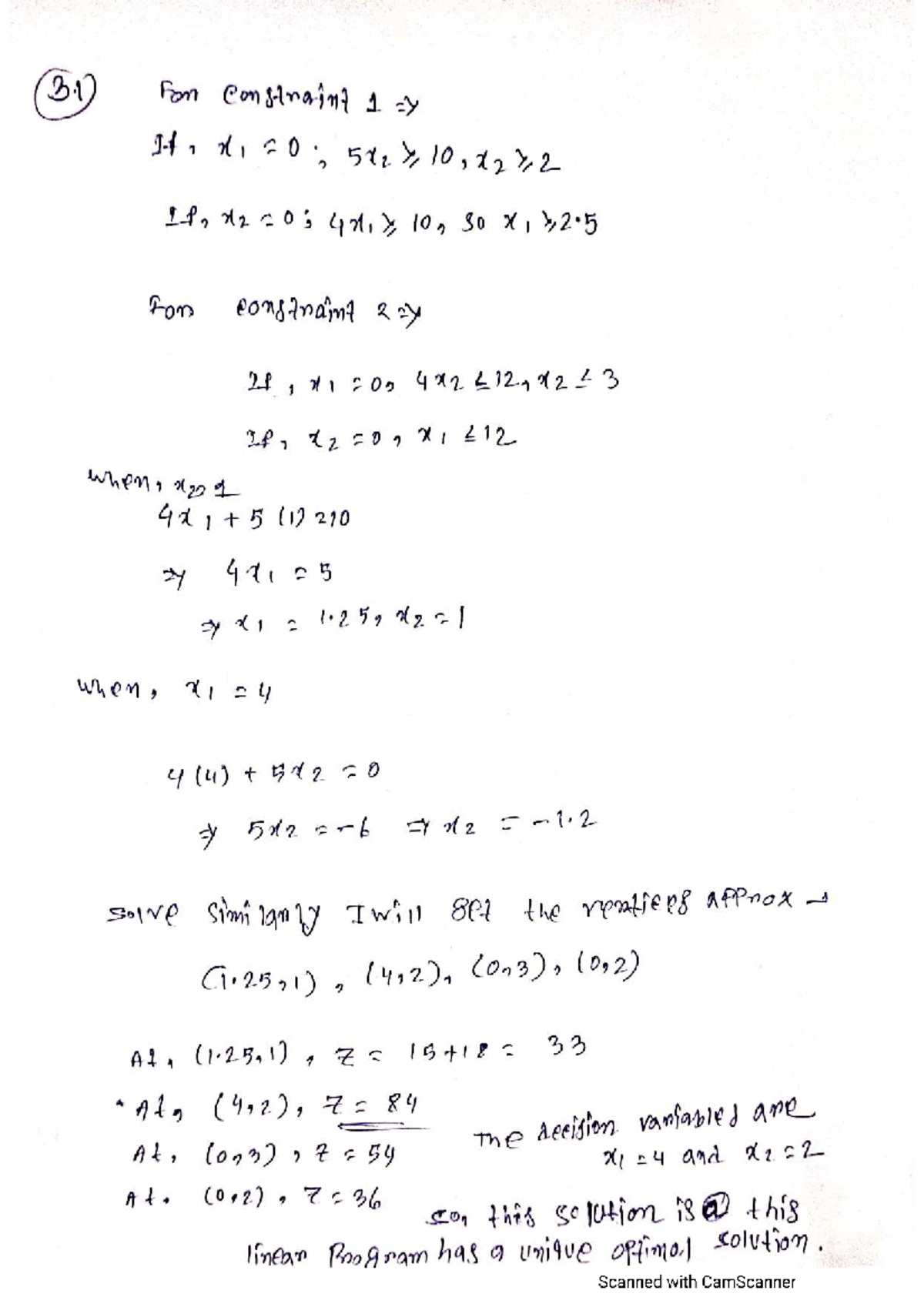 Q.3.1 & Q.3.2 Linear Programming Solutions and Optimality Analysis ...