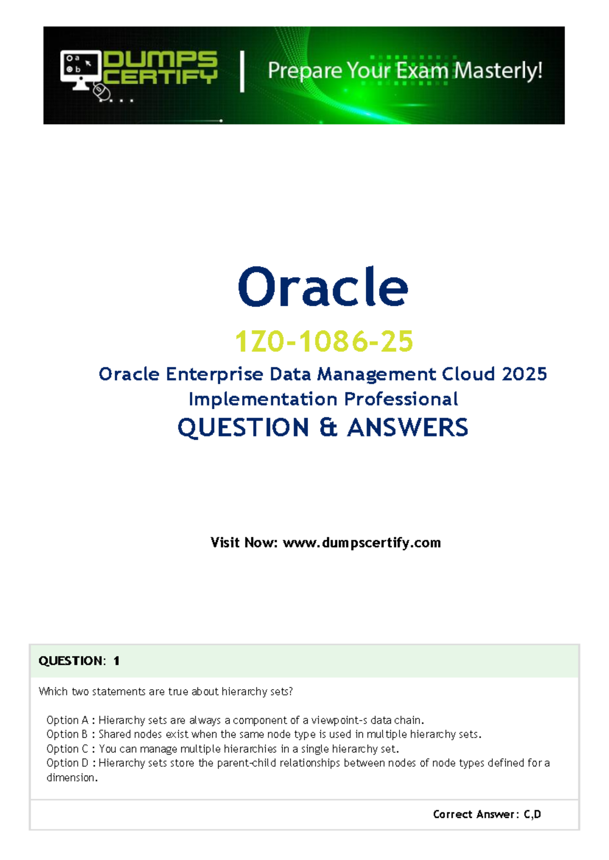 1Z0-1086-25 Exam Q&A Guide – Master Oracle Enterprise Data