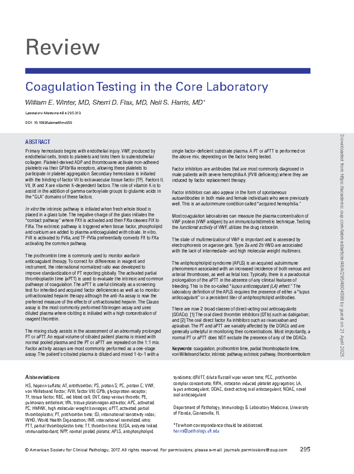 Lmx050 - Final Exam Review: Coagulation Testing in the Core Lab - Studocu