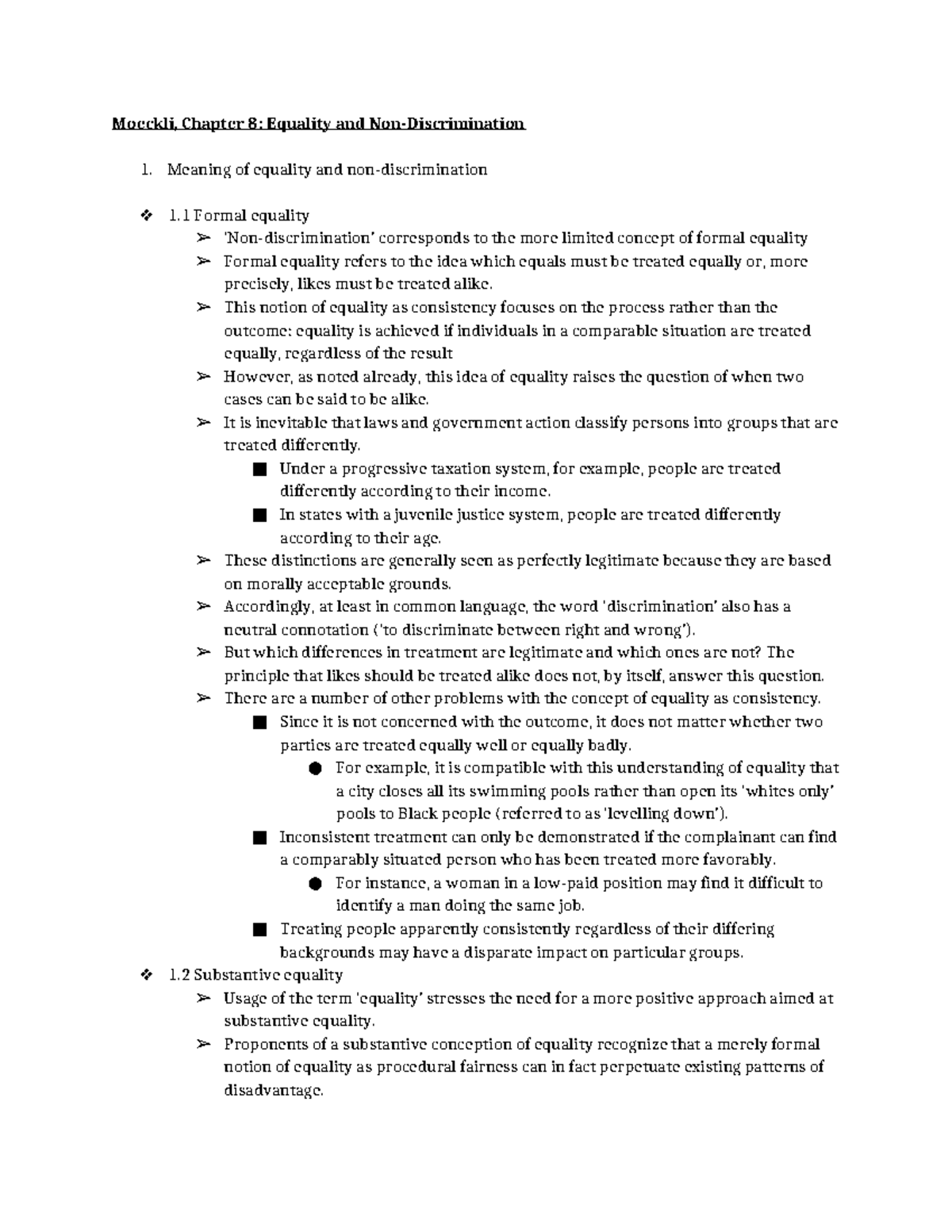IHRL Week 3 Reading Notes: Equality and Non-Discrimination in Law ...