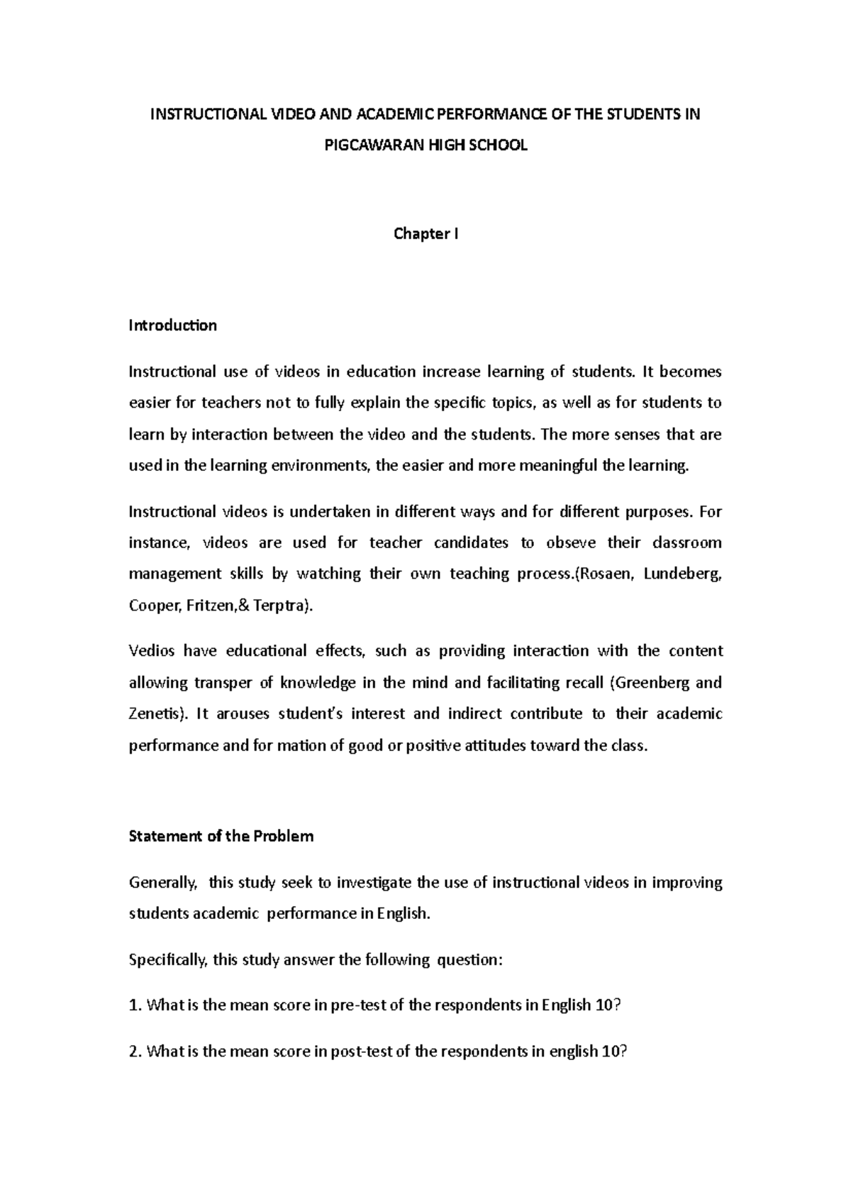 Improving Academic Performance in English 10 through Instructional ...
