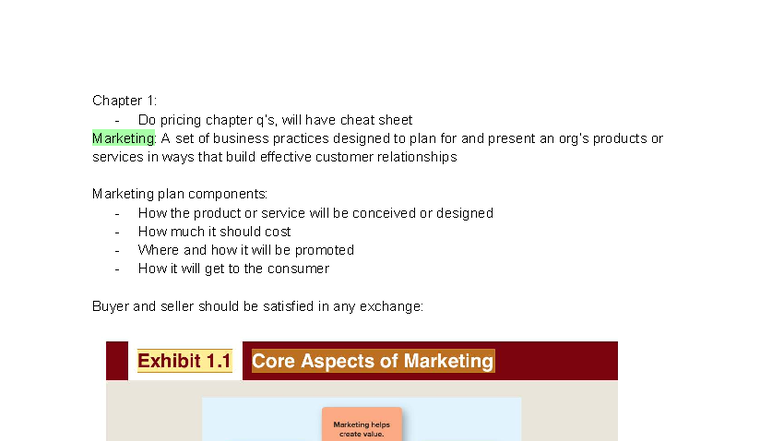BU252 Chapter 1: Marketing Principles and Value Creation Notes - Studocu