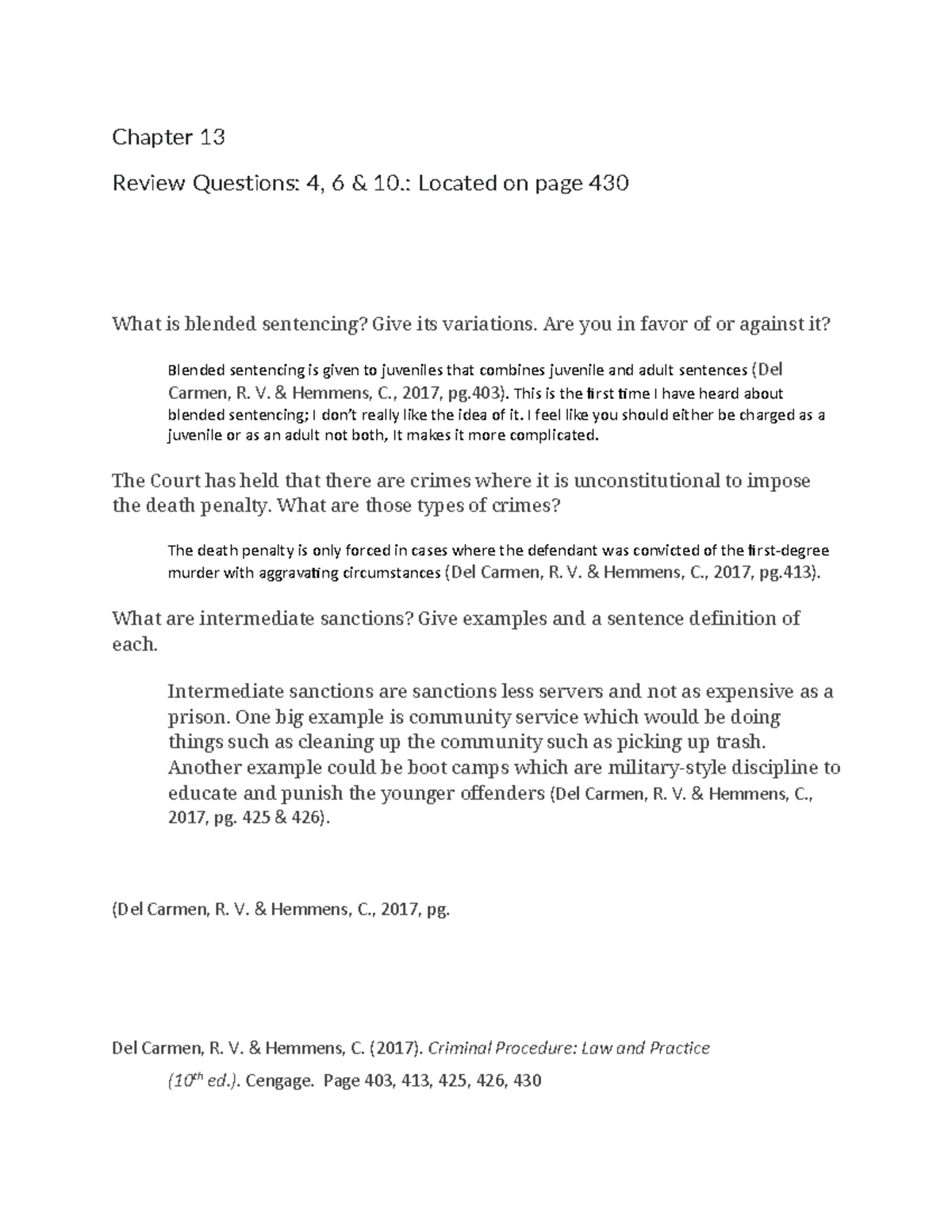 CJL Module 7 pt 1 - simple assignments - Chapter 13 Review Questions: 4 ...