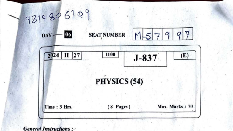 PHYSICS 54 Final Exam Paper - Seat No. 1100 (2024) - Studocu