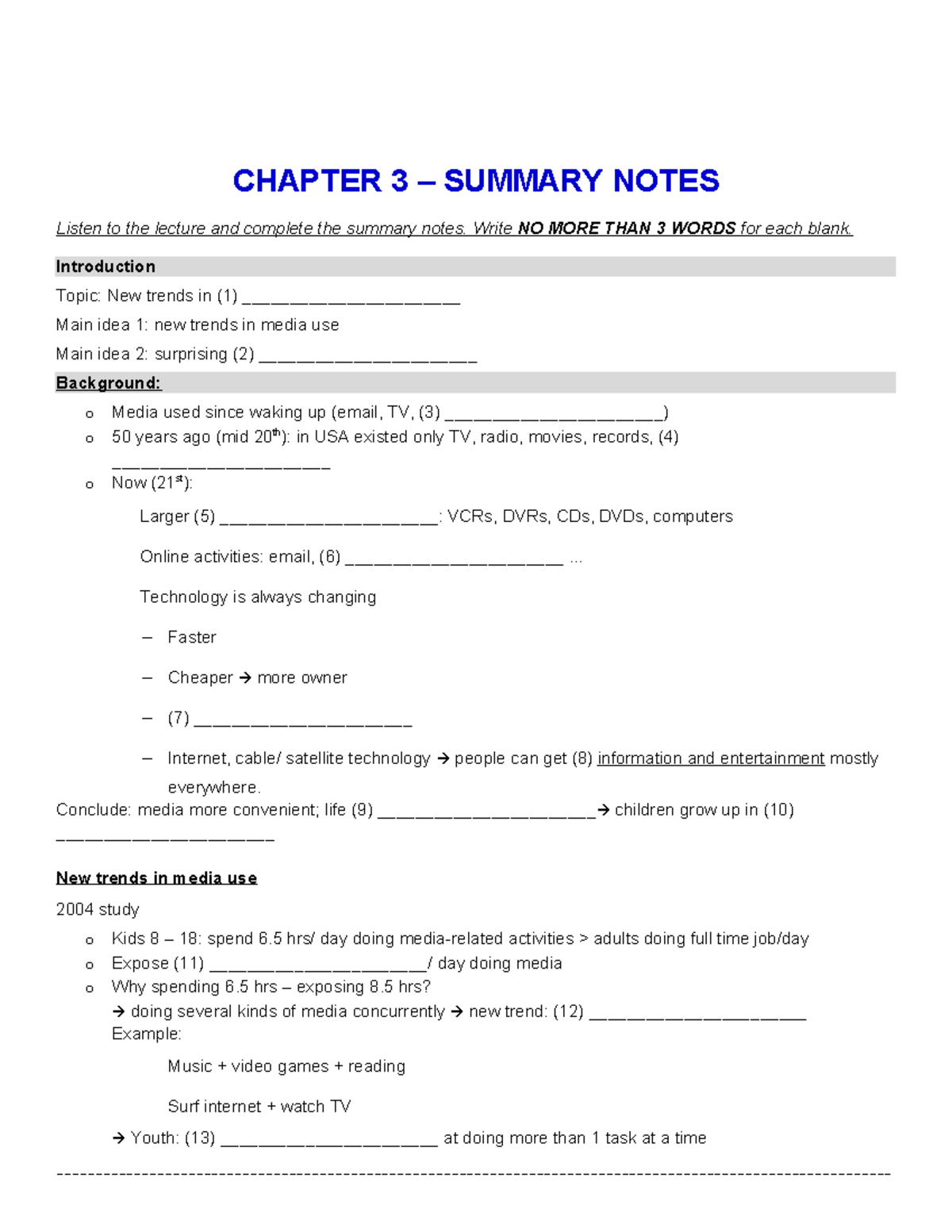 Chapter 03 - Summary notes - CHAPTER 3 – SUMMARY NOTES Listen to the ...