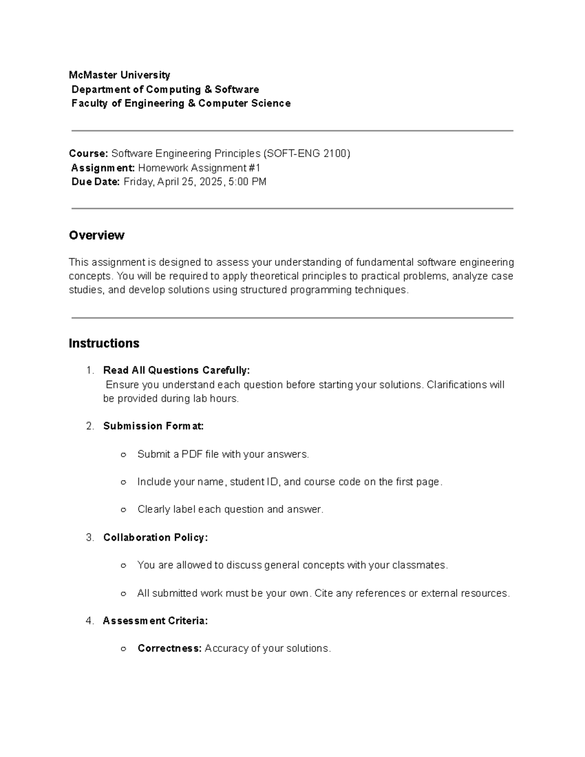 Practice Document - McMaster University Department of Computing ...
