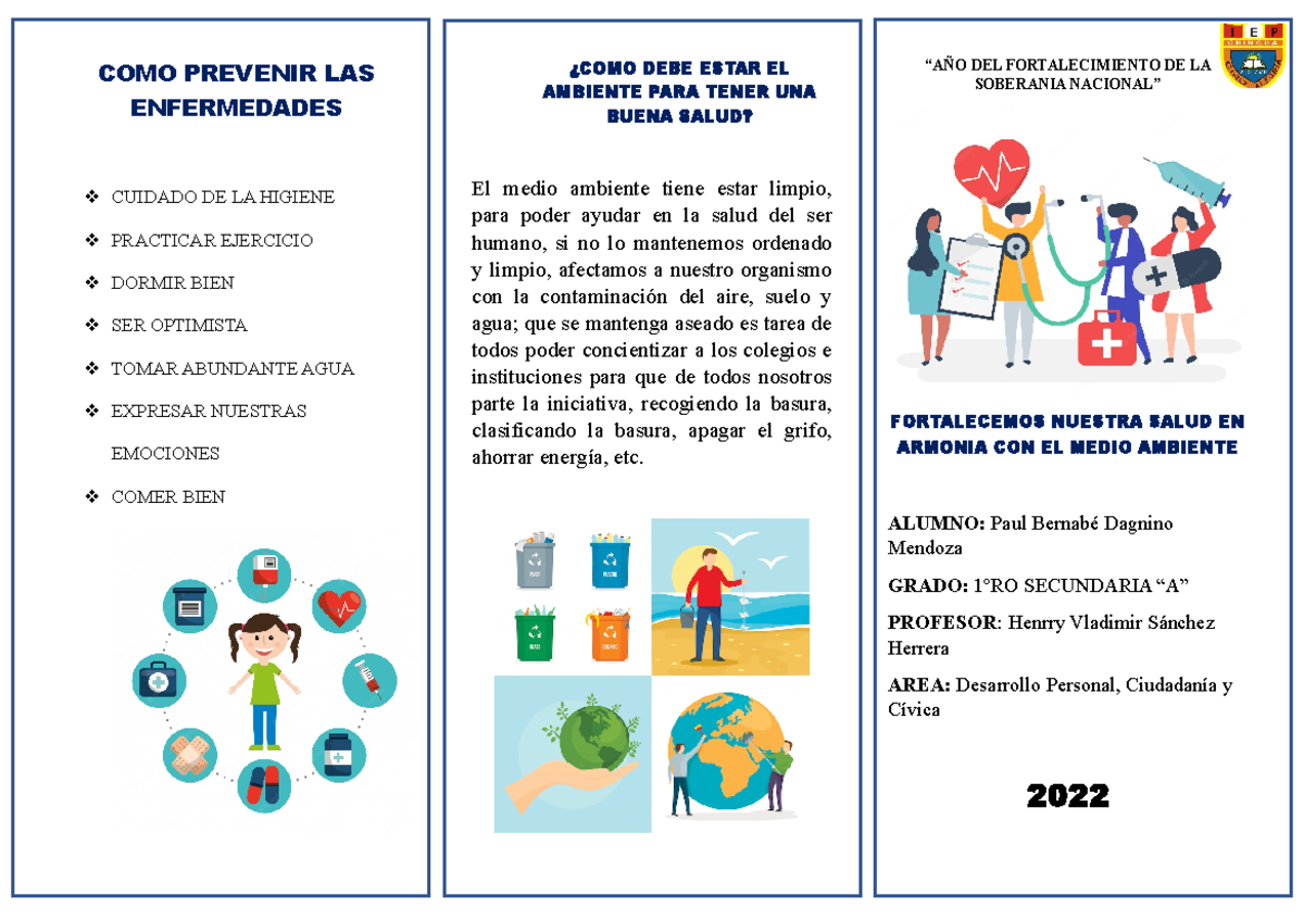Triptico de la salud - NINGUNA - COMO PREVENIR LAS ENFERMEDADES CUIDADO