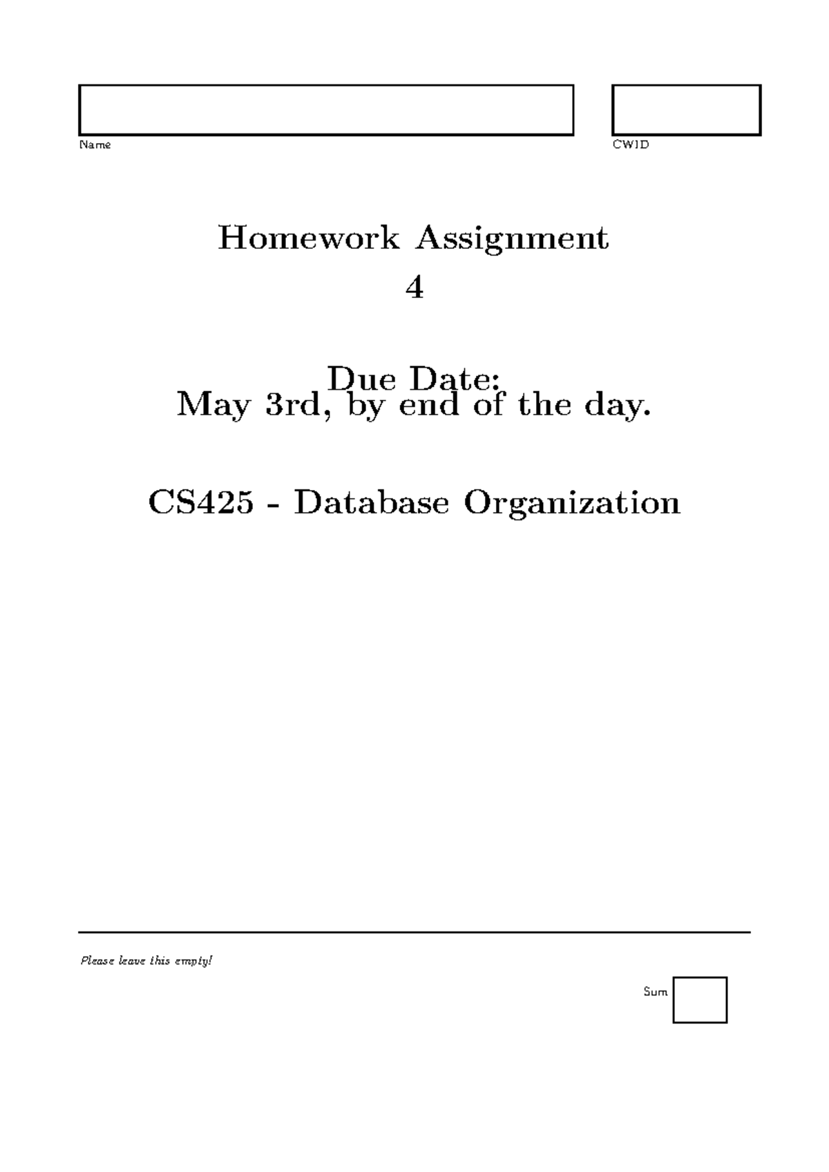 CS425 Spring 2026 Homework Assignment 4 Questions - Studocu