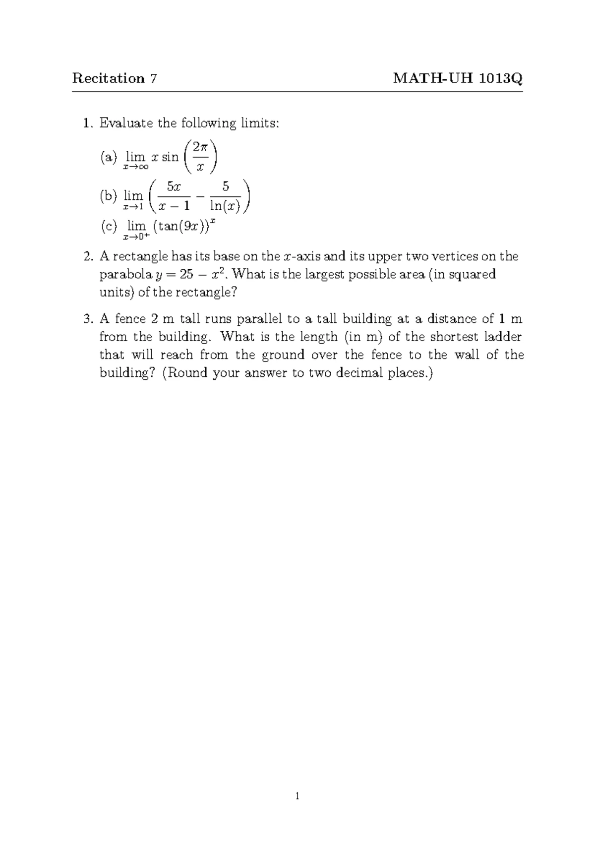 Quiz1 - Practice - NYU Abu Dhabi fall 2022 MATH-UH 1013 Quiz — Duration ...