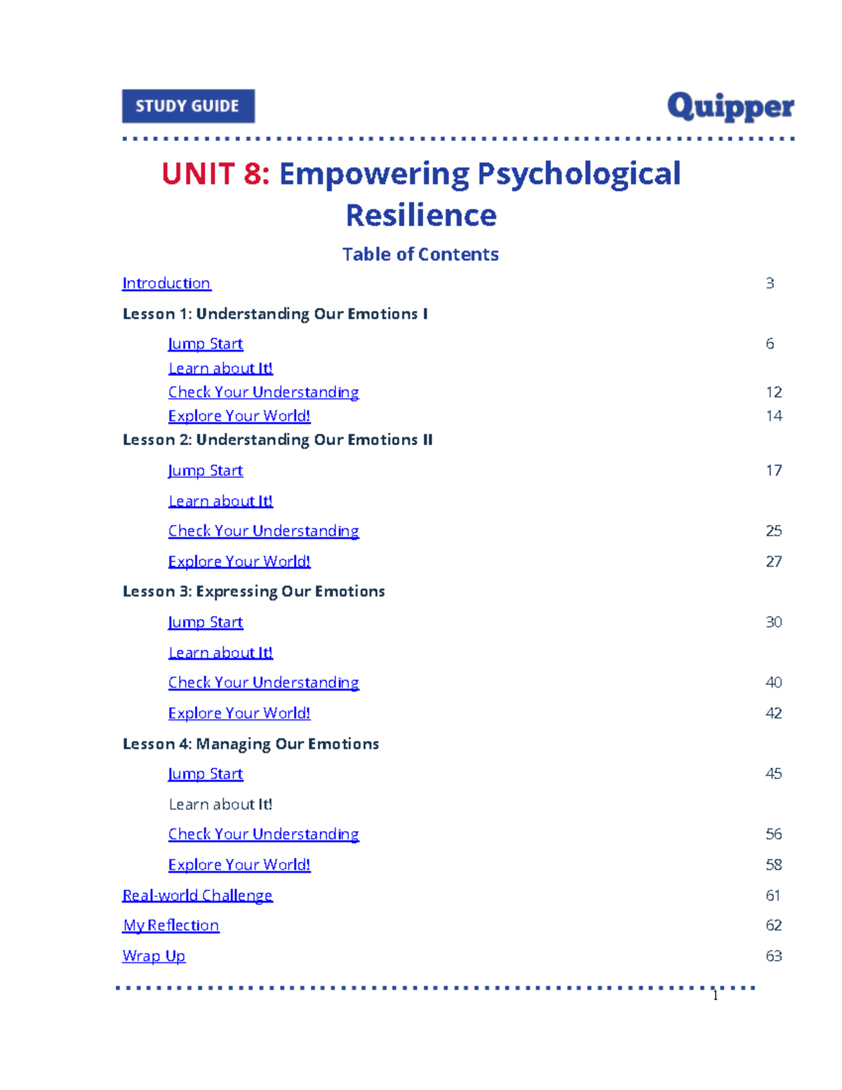 Unit 8: Empowering Psychological Resilience - Understanding Emotions ...