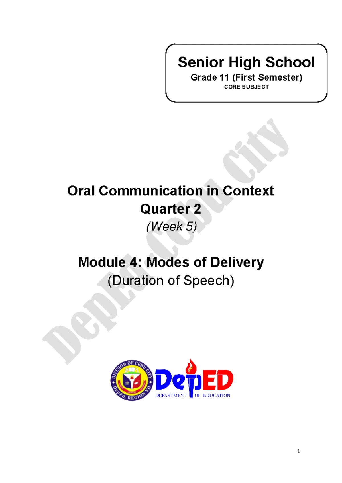 5 Q2 Oral Comm - Oral Communication Module 5 Quarter 2 - Oral ...