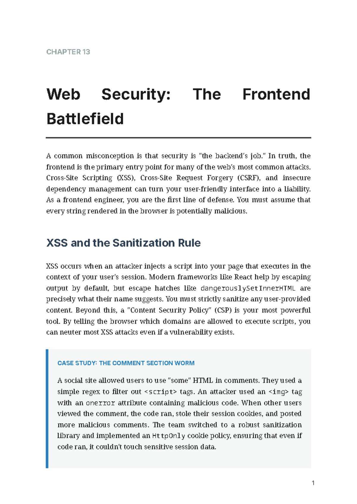 CHAPTER 13 Web Security: The Frontend Battlefield Insights - Studocu