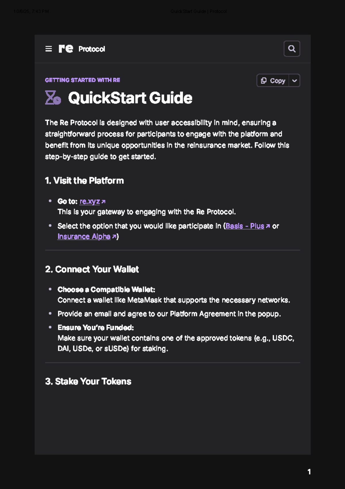 Re Protocol QuickStart Guide: Getting Started with Staking - Studocu