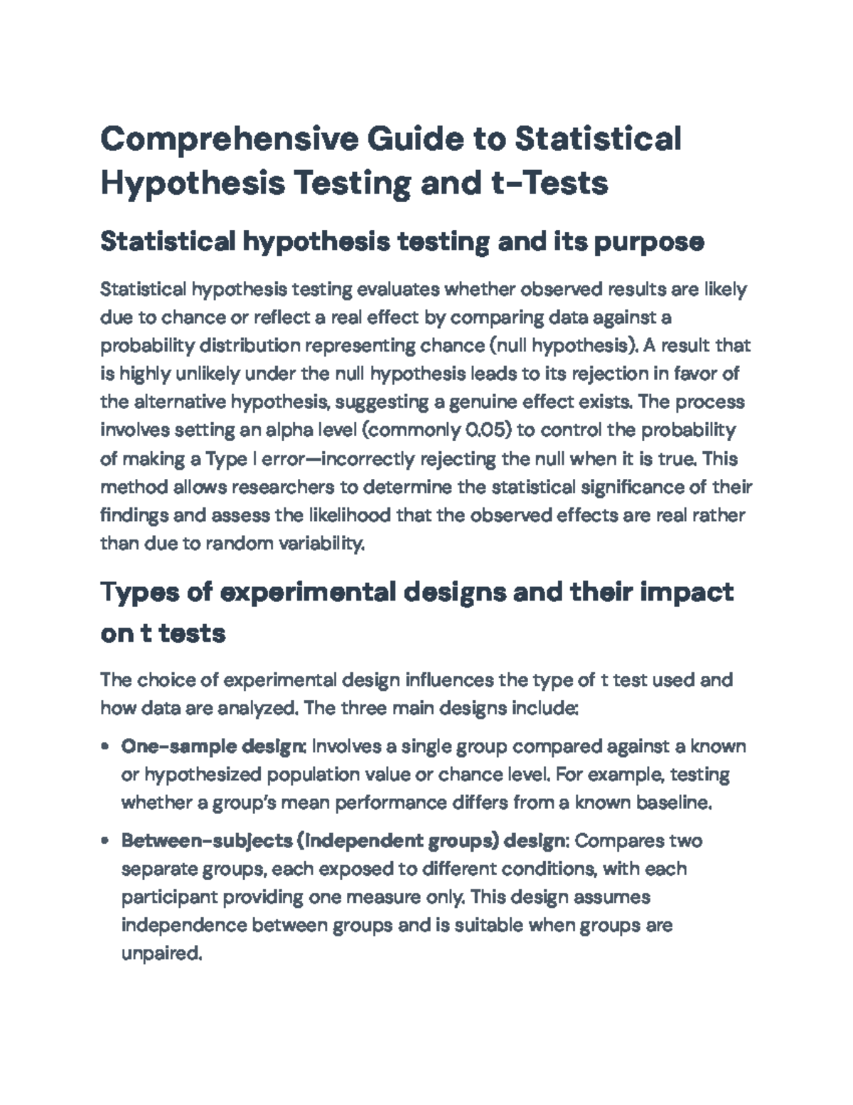 Comprehensive Guide to Statistical Hypothesis Testing & t-Tests (STAT ...