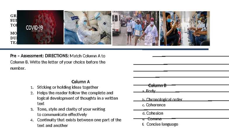 RW 11: Properties of a Text - Pre Assessment and Essay Guide - Studocu