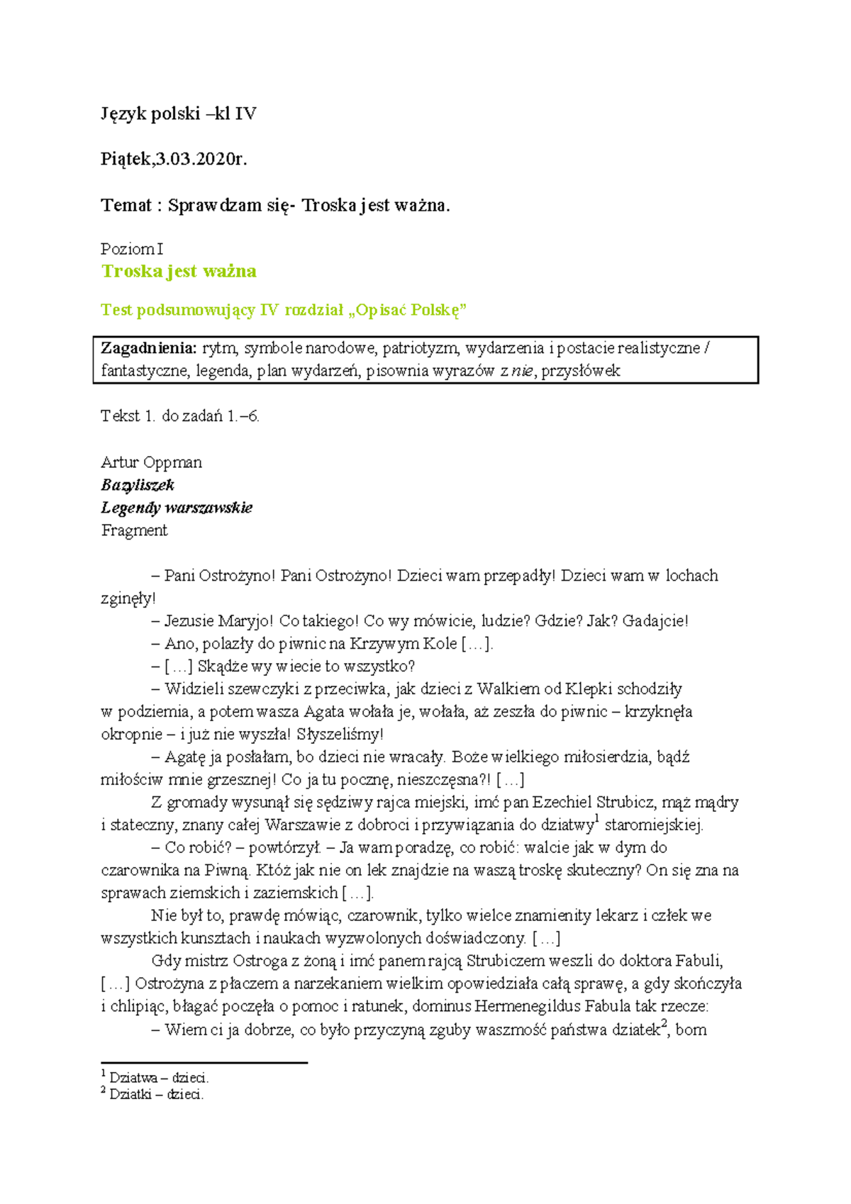 Troska Jest Ważna Sprawdzian Po Dziale 4 www.studocu.com