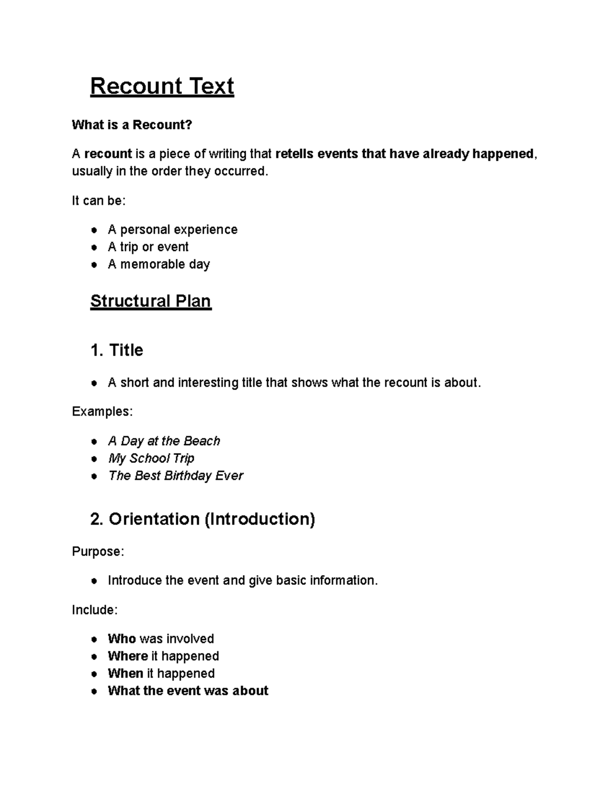 Recount Text: Crafting Engaging Personal Narratives - Studocu
