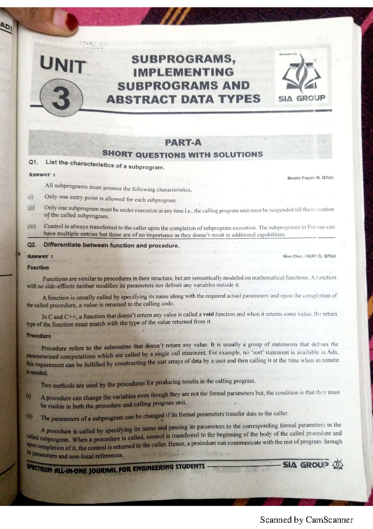 Ppl unit3 - ppl note - Marketed : UNIT SUBPROGRAMS, R IMPLEMENTING ...