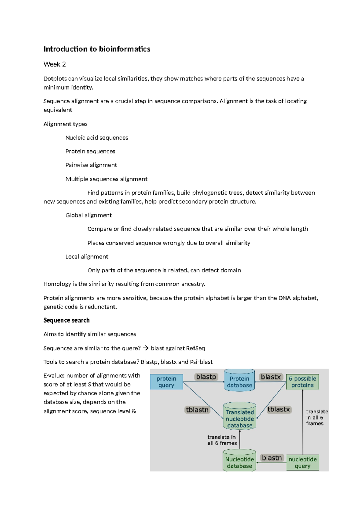 Introduction to Bioinformatics (BIO101) Summary Notes - Studeersnel