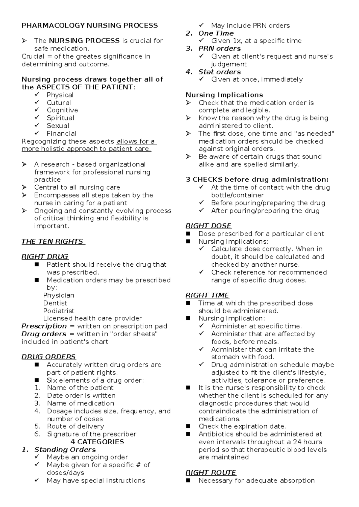 PHARMACOLOGY NURSING PROCESS: Safe Medication Administration Guidelines ...
