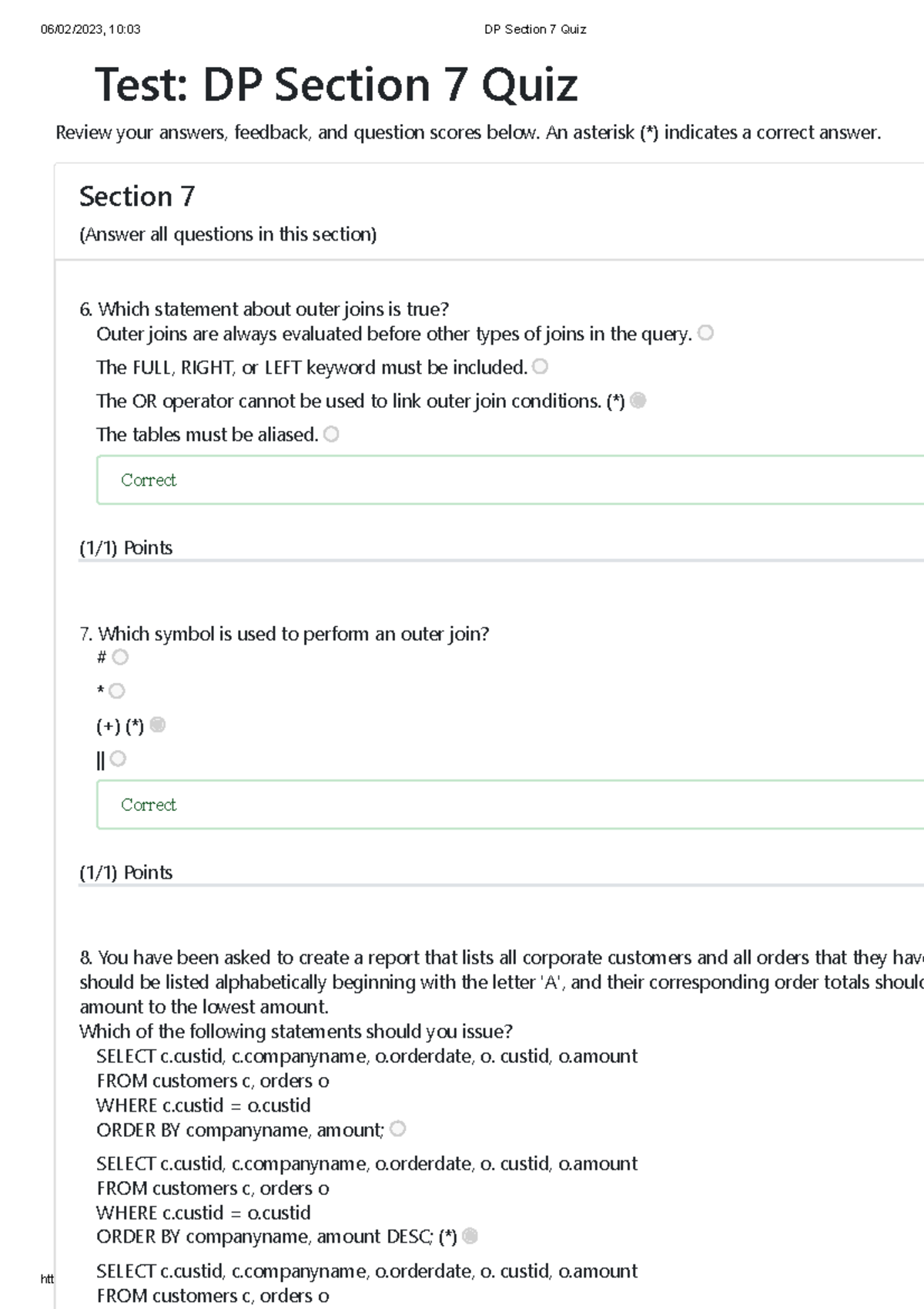 Sql section 6.7 - Professional Software Development (SIT4032) - - Studocu