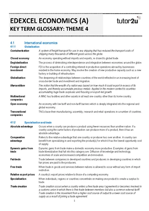 EDEXCEL ECONOMICS (A) GLOSSARY: THEME 2 - MEASURES OF ECONOMIC ...
