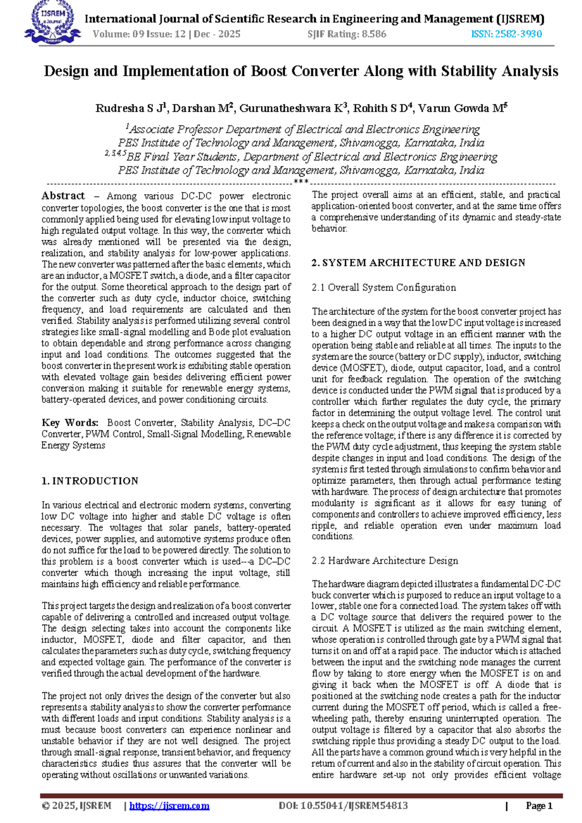 Design and Implementation of Boost Converter with Stability Analysis ...