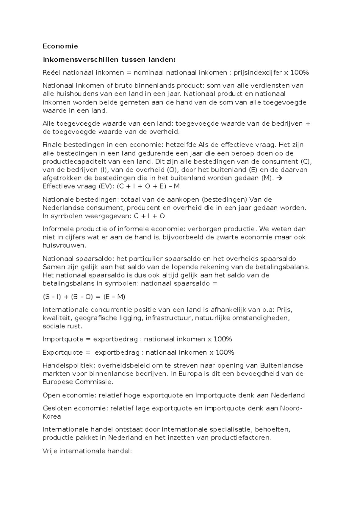 Economie Samenvatting 5: Inkomensverschillen en Nationaal Inkomen ...