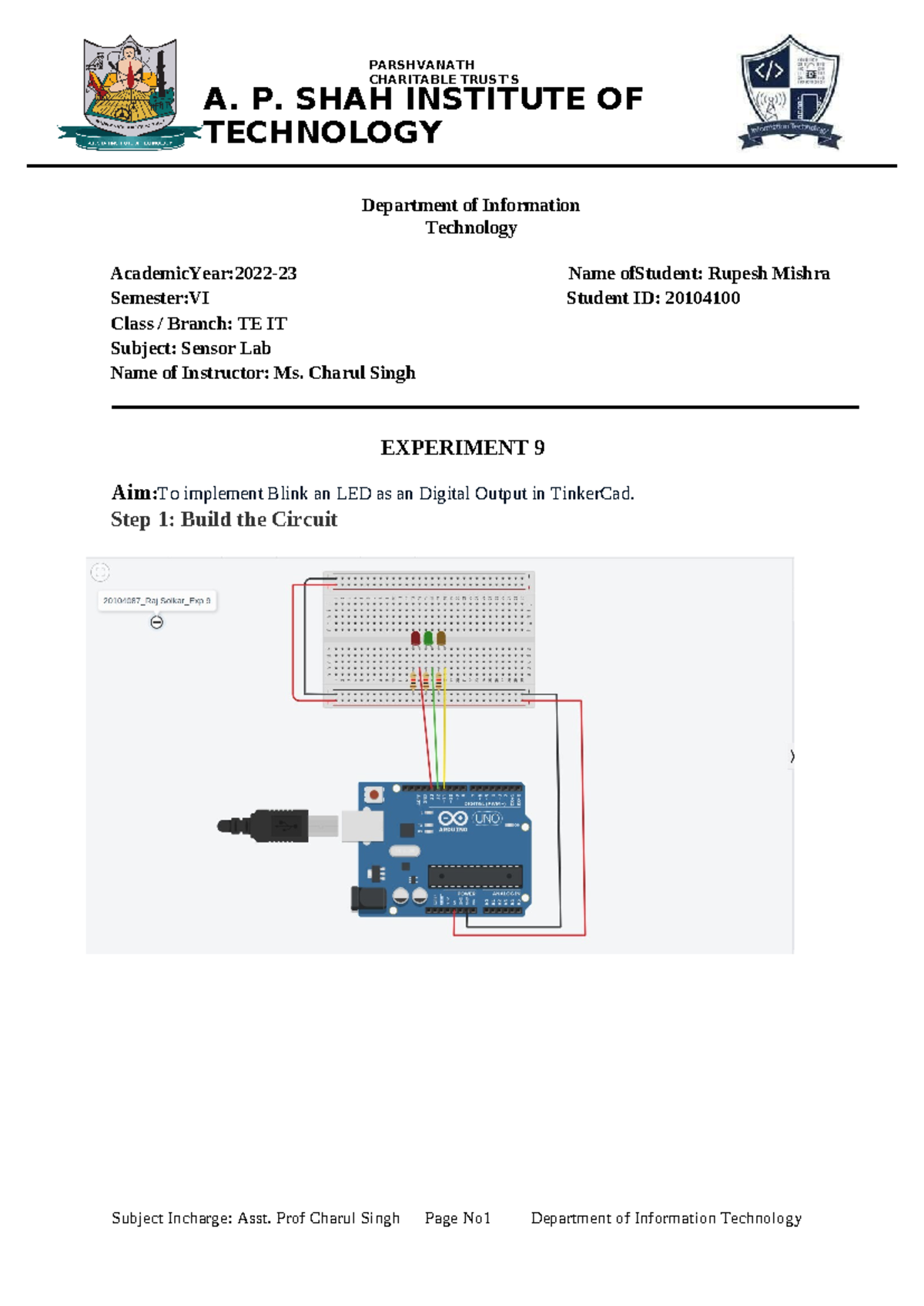 TE IT - Sensor Lab Experiment 9: Clap Switch Circuit Implementation ...
