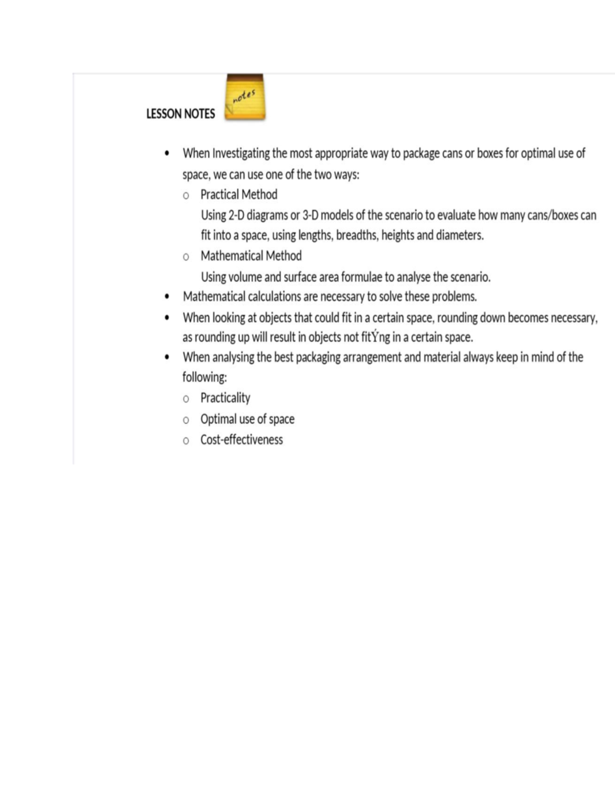 Packing Materials: Lesson Notes on Optimal Packaging Methods - Studocu
