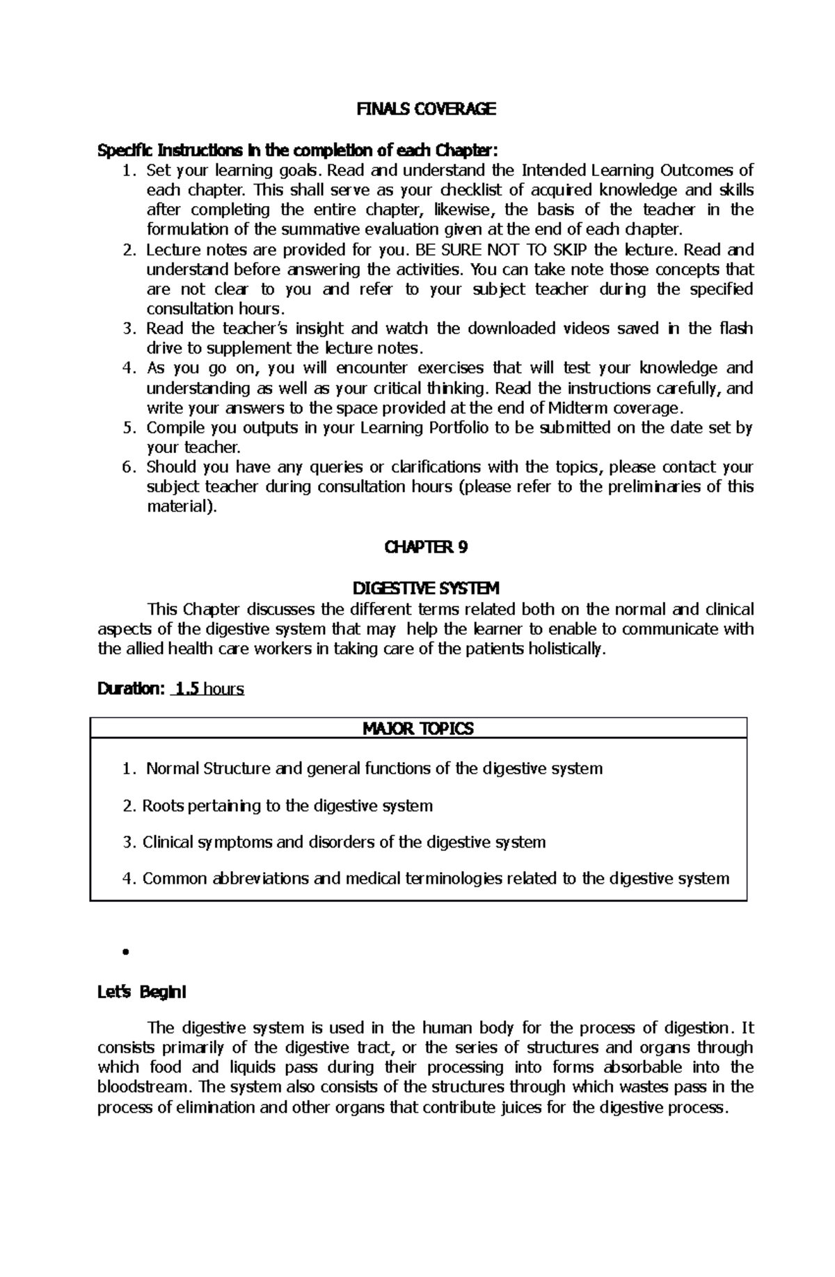 Medical Glossary Finals 1: Digestive System Overview and Key Terms ...