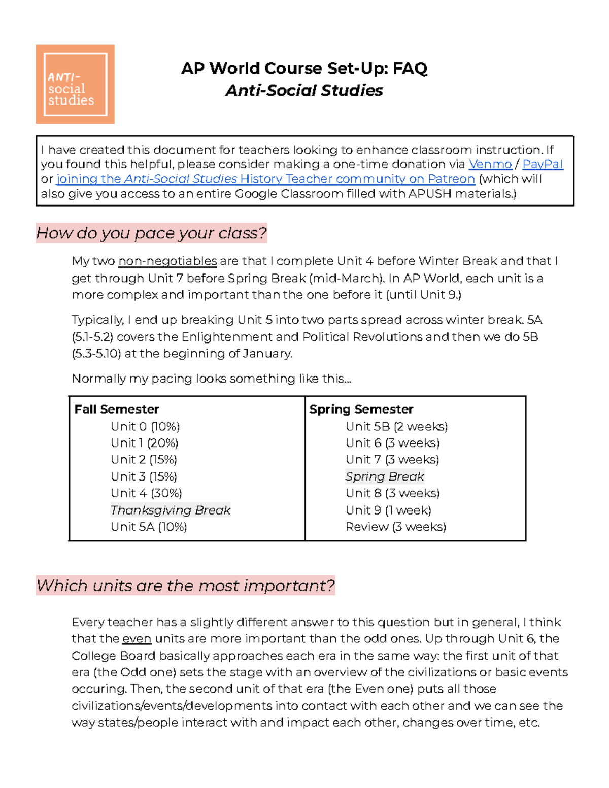 AP World Course Setup FAQ - AP World Course Set-Up: FAQ Anti-Social ...