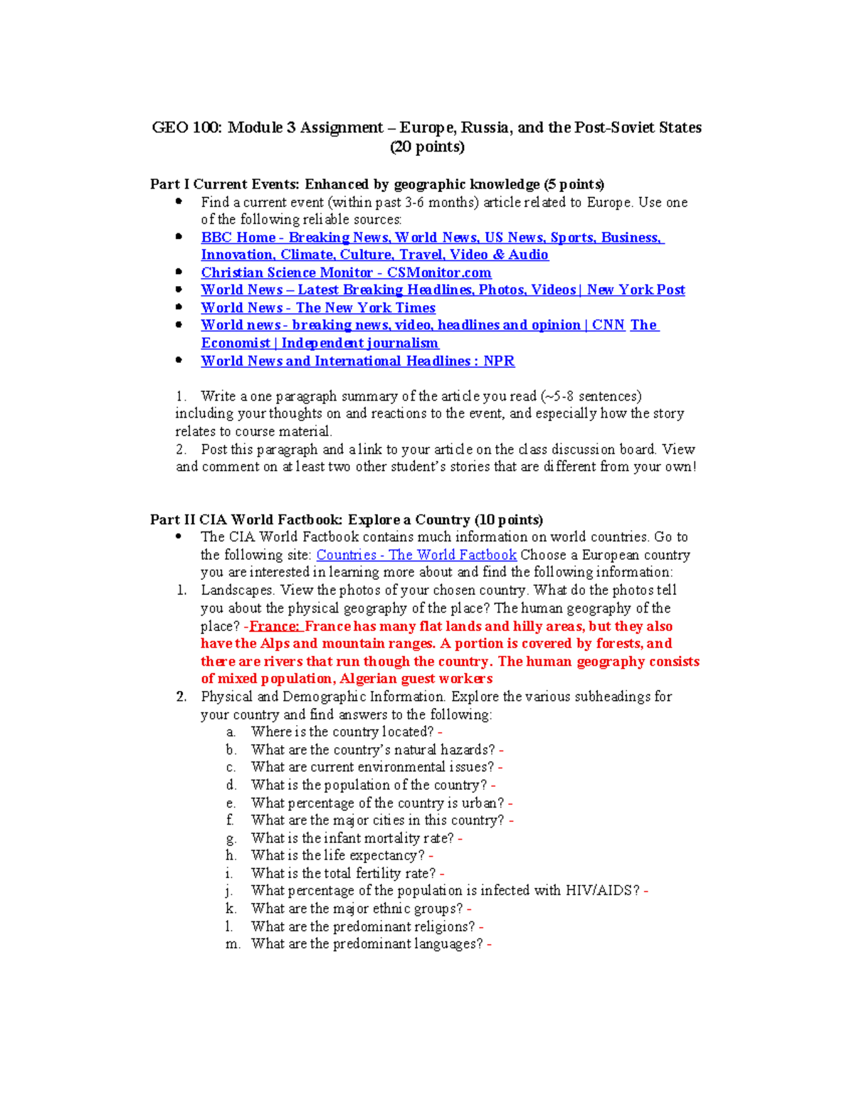 GEO 100: Module 3 Assignment on Europe & Current Events Analysis - Studocu
