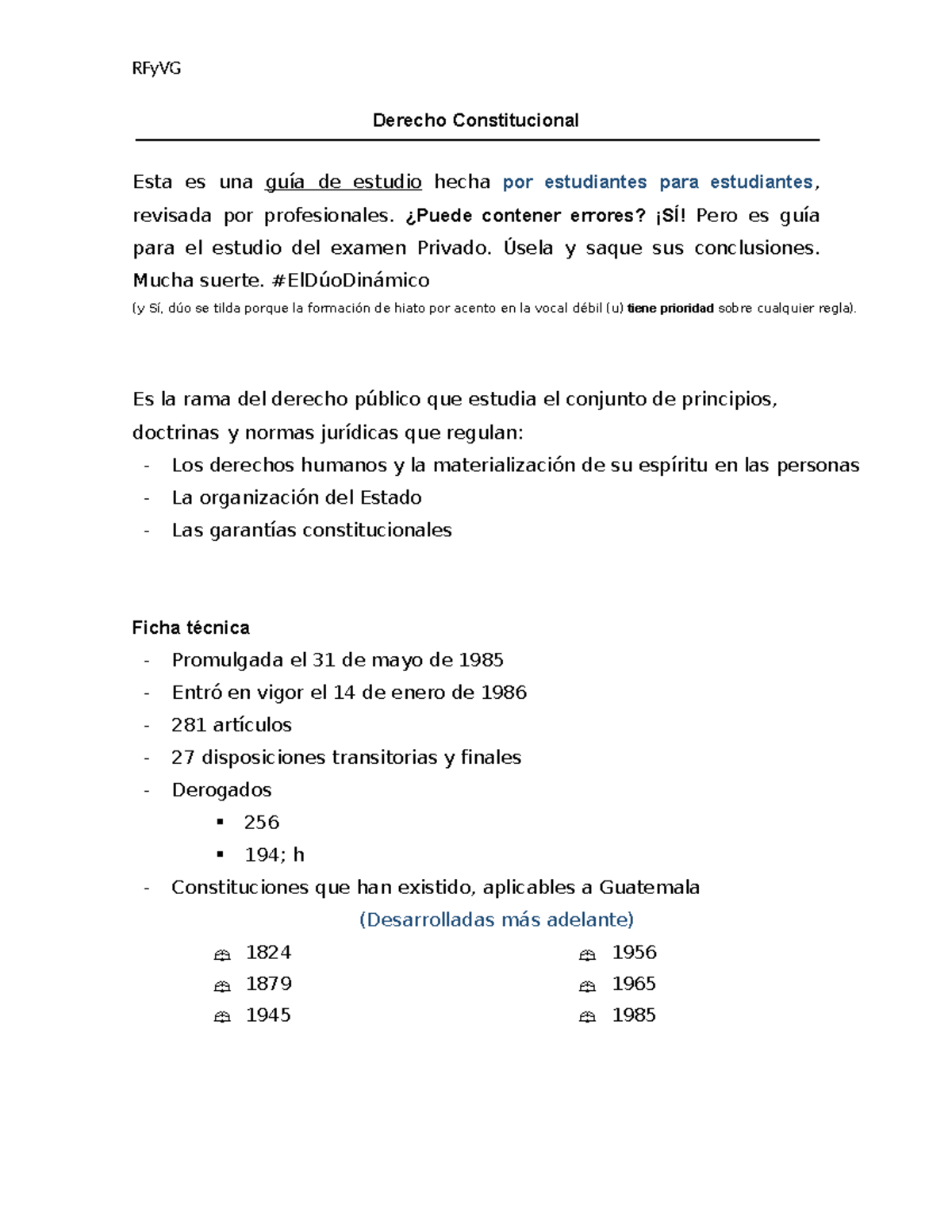 Guía de Estudio para el Examen de Derecho Constitucional (DC 2023 ...