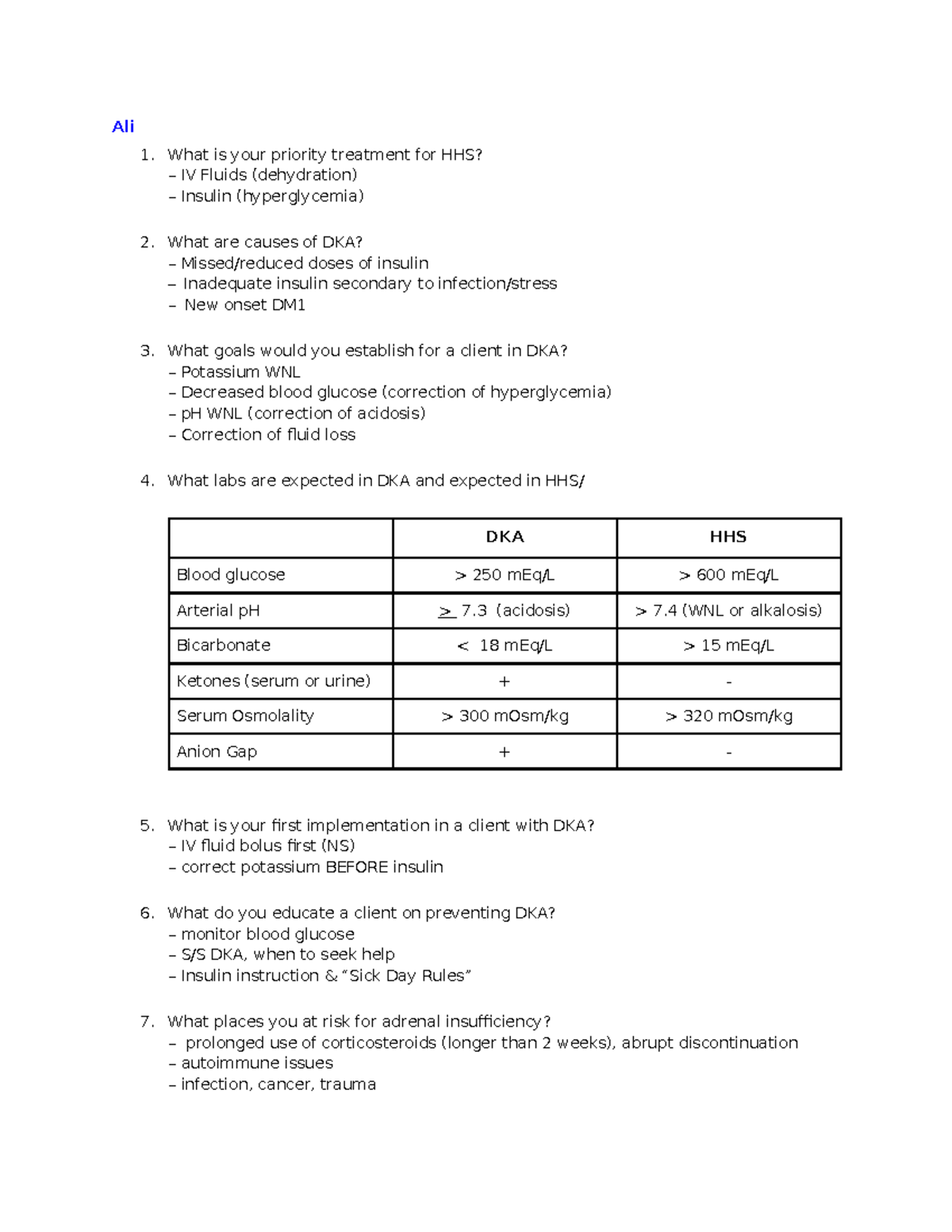 445 EXAM 2 Study Guide Questions - Ali 1. What is your priority ...