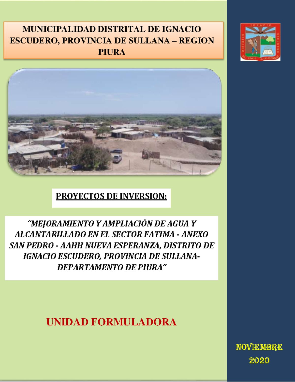 Evaluación y Diagnóstico del Proyecto de Agua en Ignacio Escudero - 2020 - Document Preview